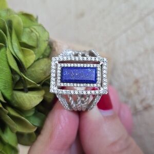 Judith Ripka Sterling Silver Lapis Lazuli Gemstone Ring